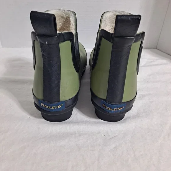 Pendleton Chelsea Boots Woman 7 Green Rubber Waterproof Lined Slip On Comfort - Picture 6 of 14